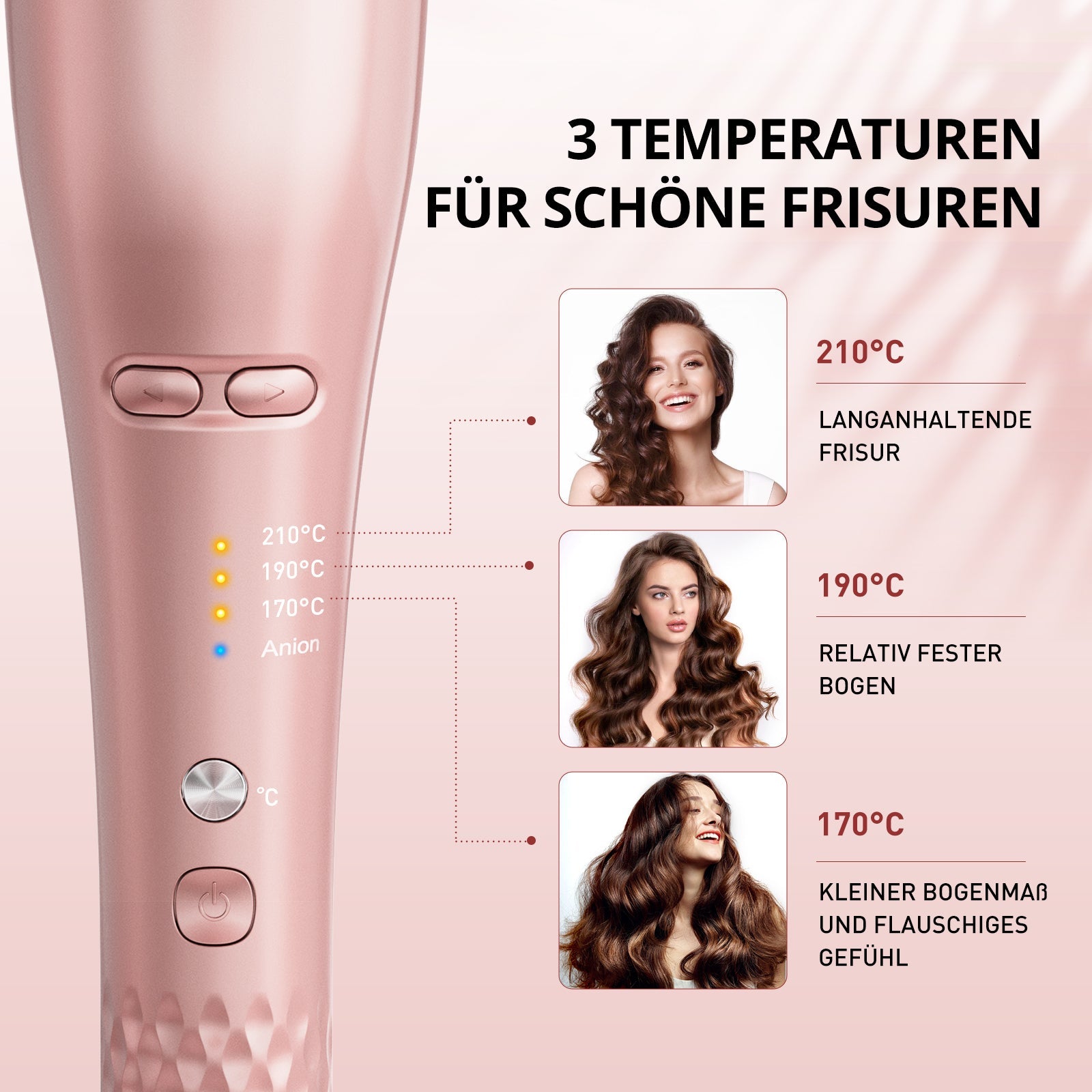 2024 Verbesserter Automatischer Lockenstab PCA003, Rotierender Lockenstab mit Anionen zum Schutz der Haare 2024