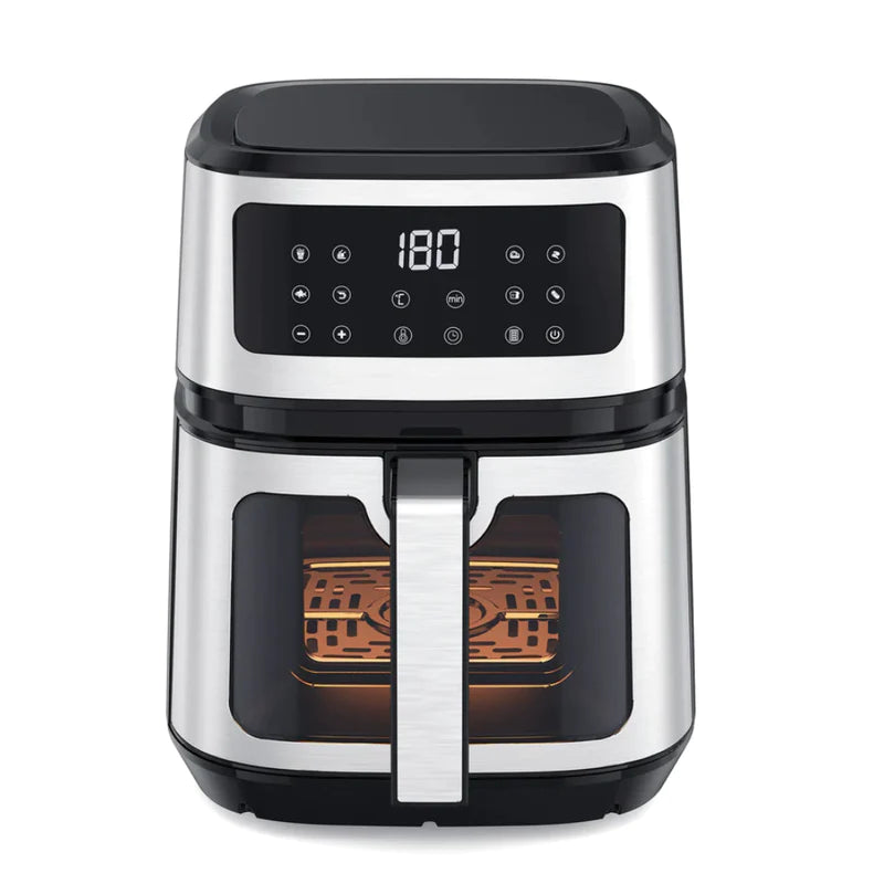 Hot air fryer 5L XXL with viewing window, 8-in-1 airfryer dishwasher safe
