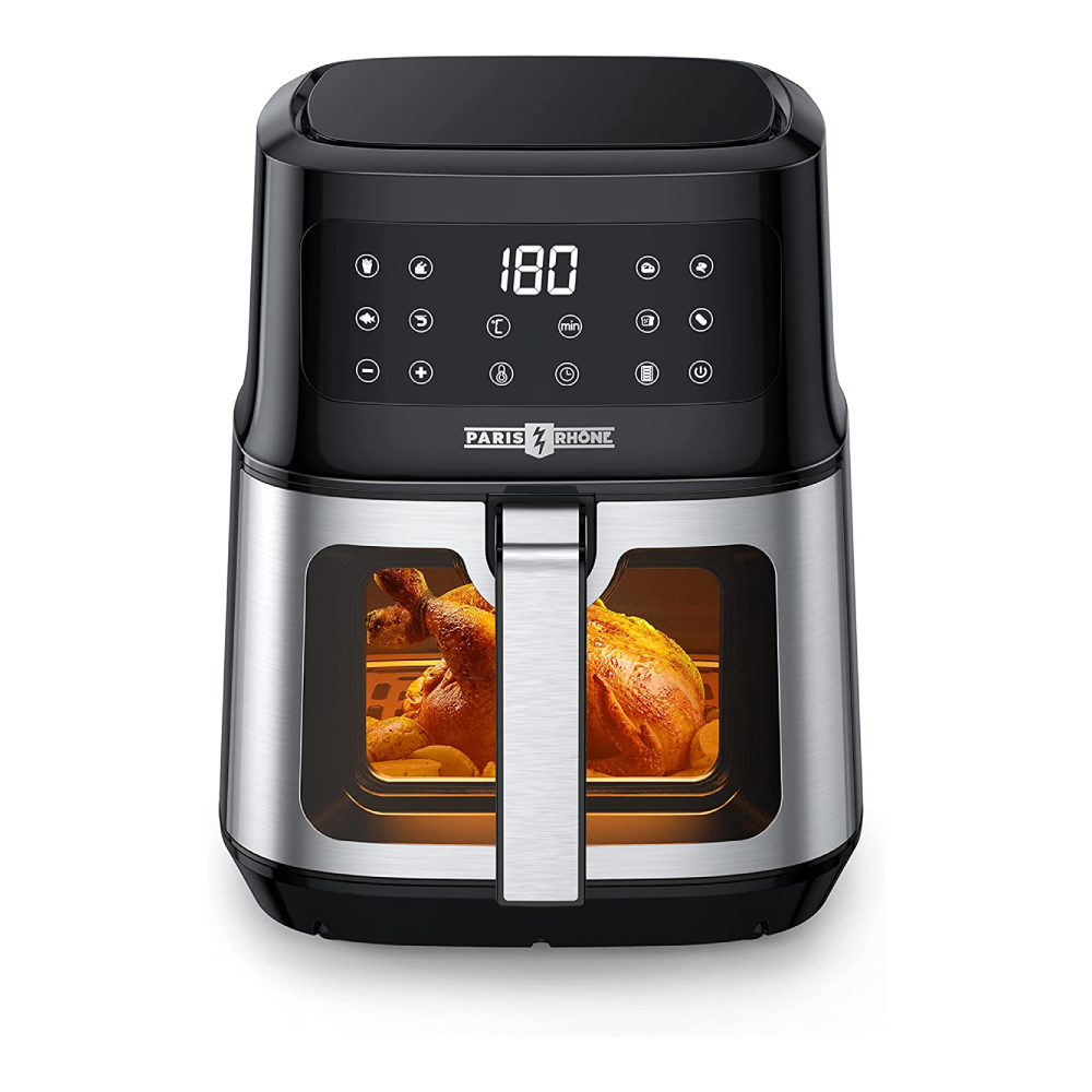 Hot air fryer 5L XXL with viewing window, 8-in-1 airfryer dishwasher safe