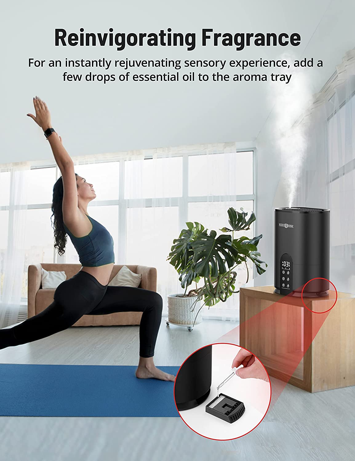 PARIS RHÔNE AH017 Luftbefeuchter Schlafzimmer, 4L Top-Fill Cool Mist Luftbefeuchter 2024