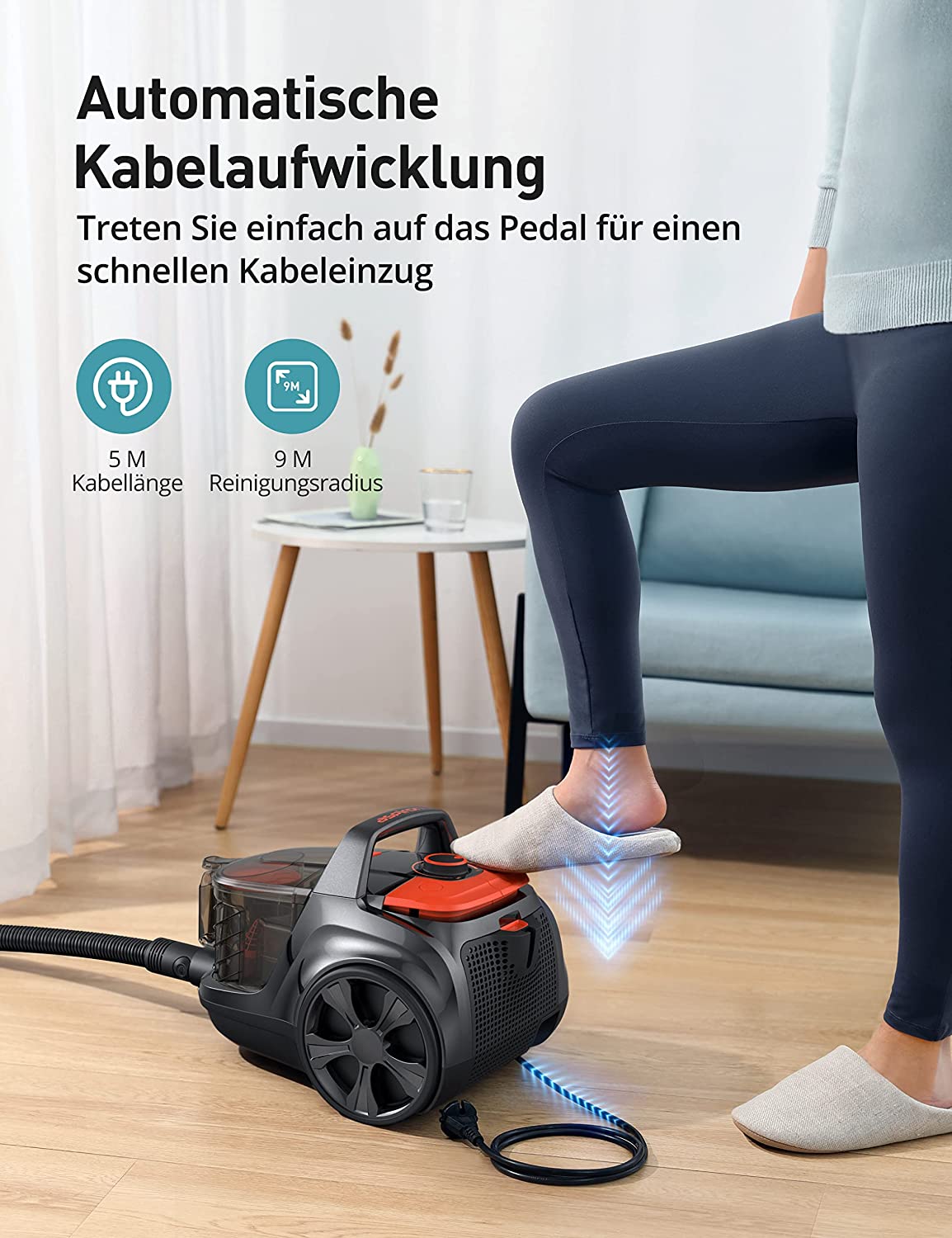 Aspiron Staubsauger Ohne Beutel, 750W Beutelloser Bodenstaubsauger, HEPA 12 Filter, 3.5L