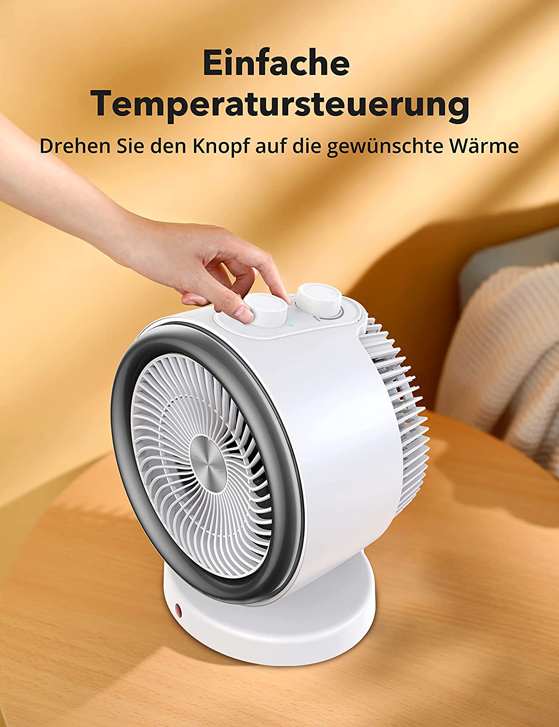 Heizlüfter, 2-in-1 Energiesparend Heizung, Elektrische 2000W Heizung mit Wärme- & Gebläsemodi