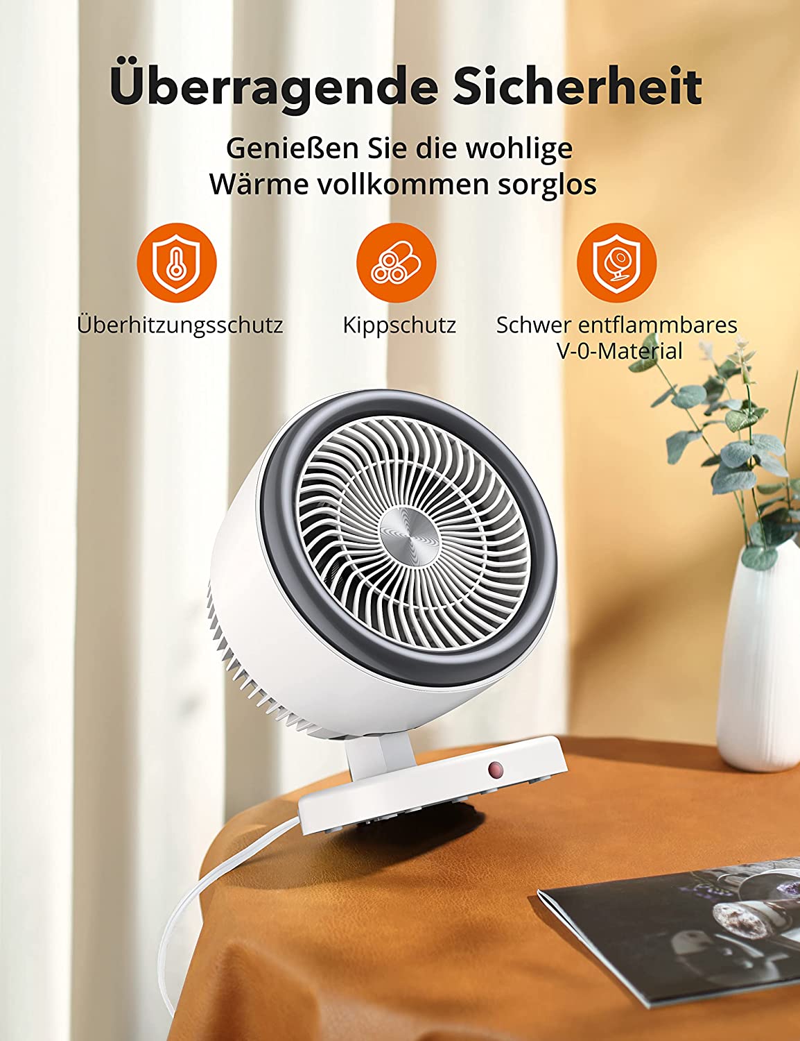 Heizlüfter, 2-in-1 Energiesparend Heizung, Elektrische 2000W Heizung mit Wärme- & Gebläsemodi
