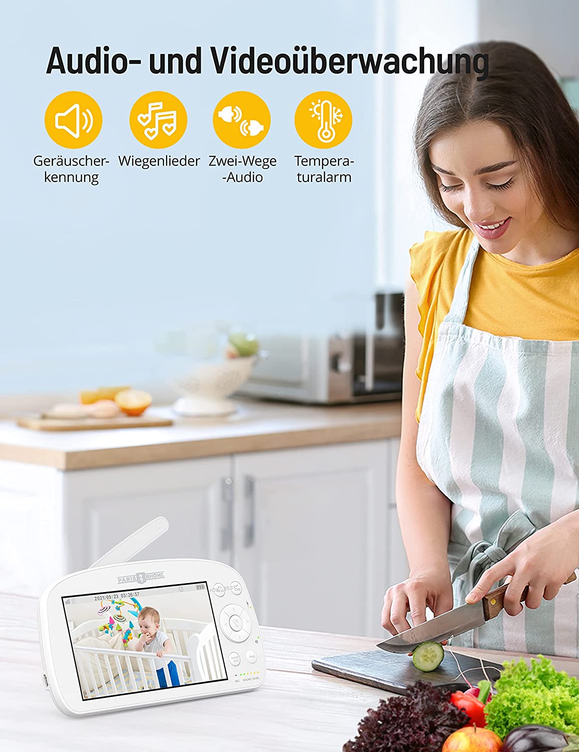 Baby monitor with 1080P camera, 5.5 inch display video baby monitor