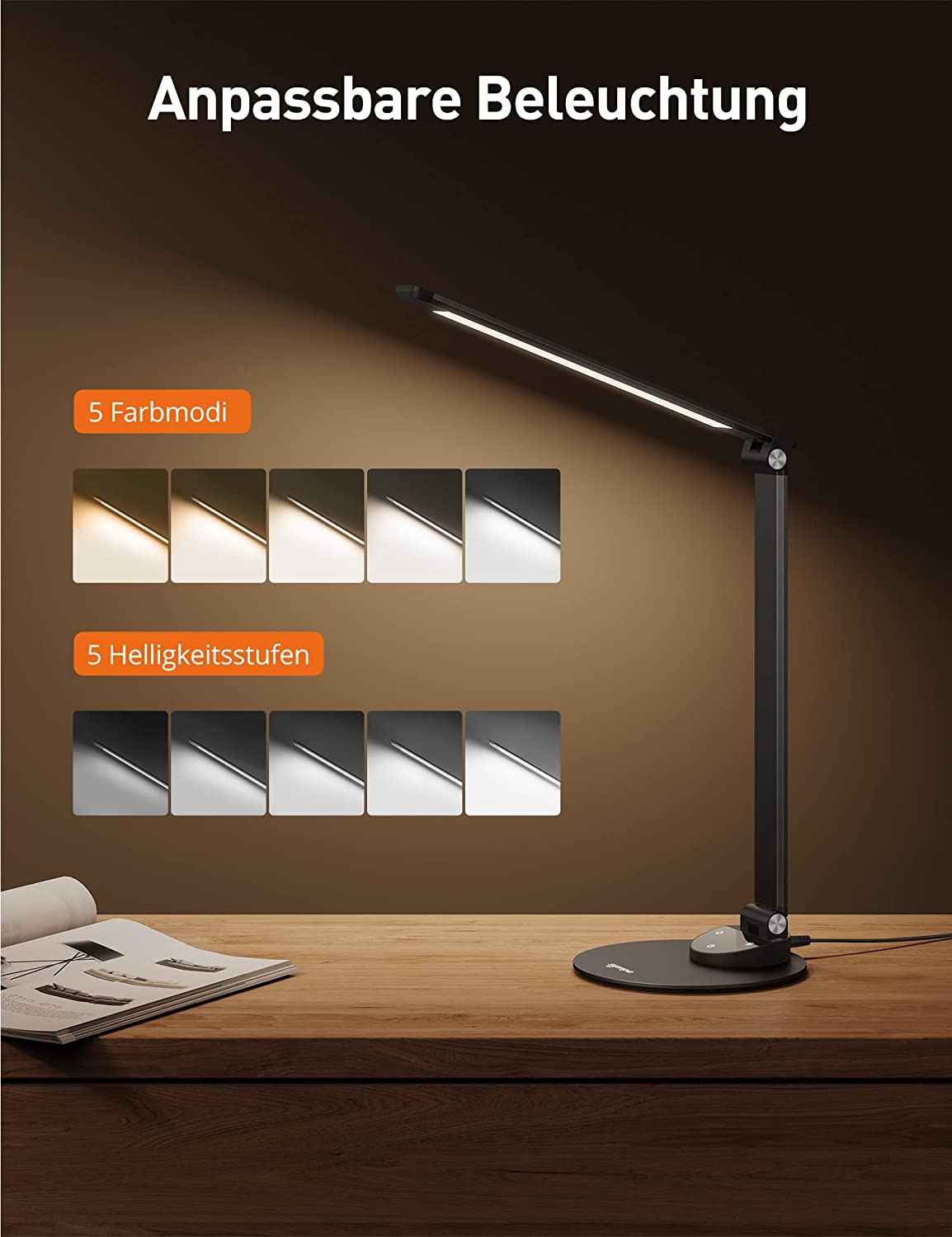 Sympa desk lamp LED metal, table lamp with 5 color temperatures, 5 brightness levels