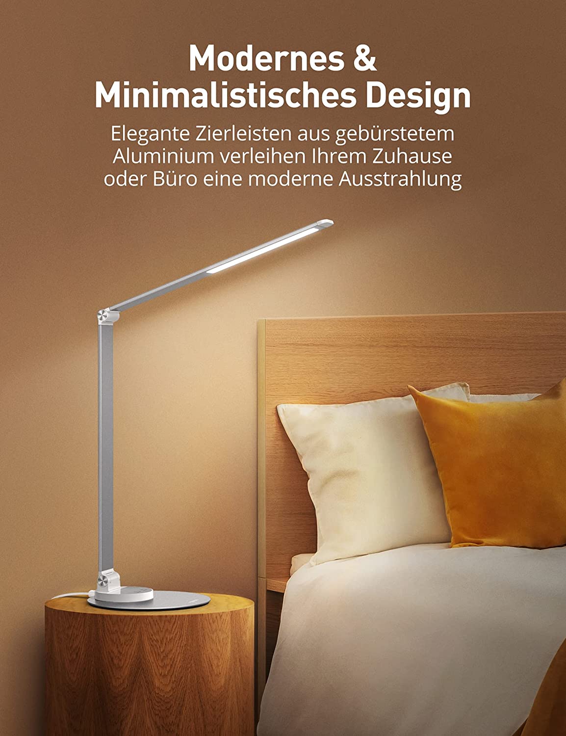 Sympa Schreibtischlampe LED Metall, Dimmbare Tischlampe, 3 Farbmodi, 6 Helligkeitsstufen