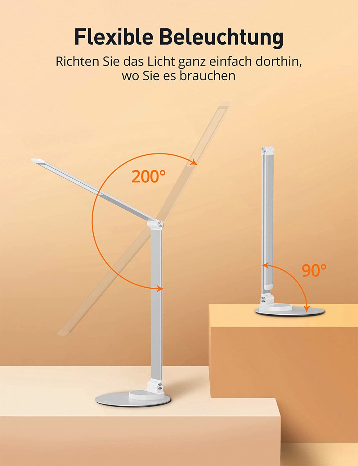 Sympa Schreibtischlampe LED Metall, Dimmbare Tischlampe, 3 Farbmodi, 6 Helligkeitsstufen