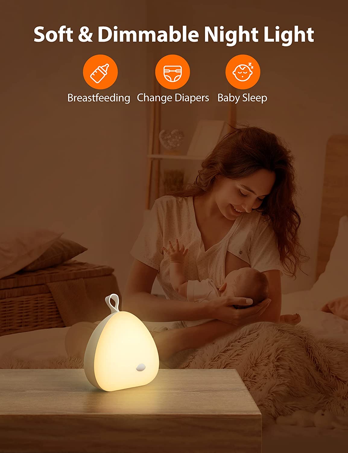 Baby night light, Sympa 2 in 1 LED night light children touch control with sleep mode