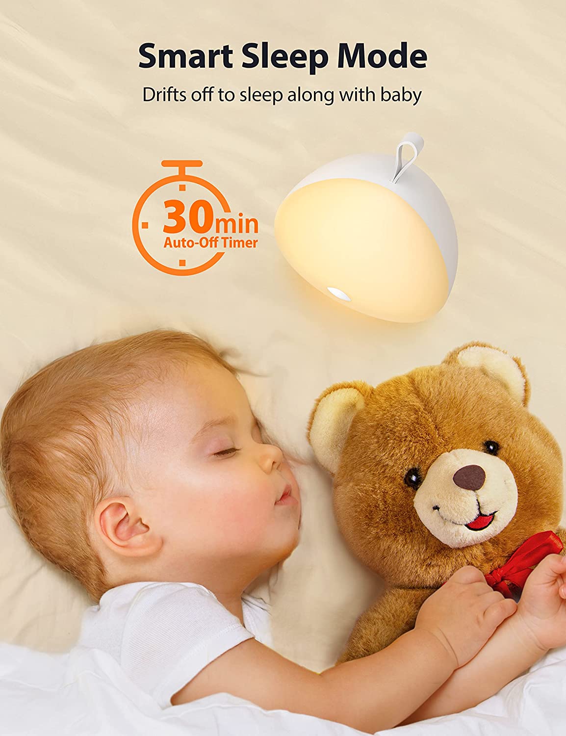 Baby night light, Sympa 2 in 1 LED night light children touch control with sleep mode