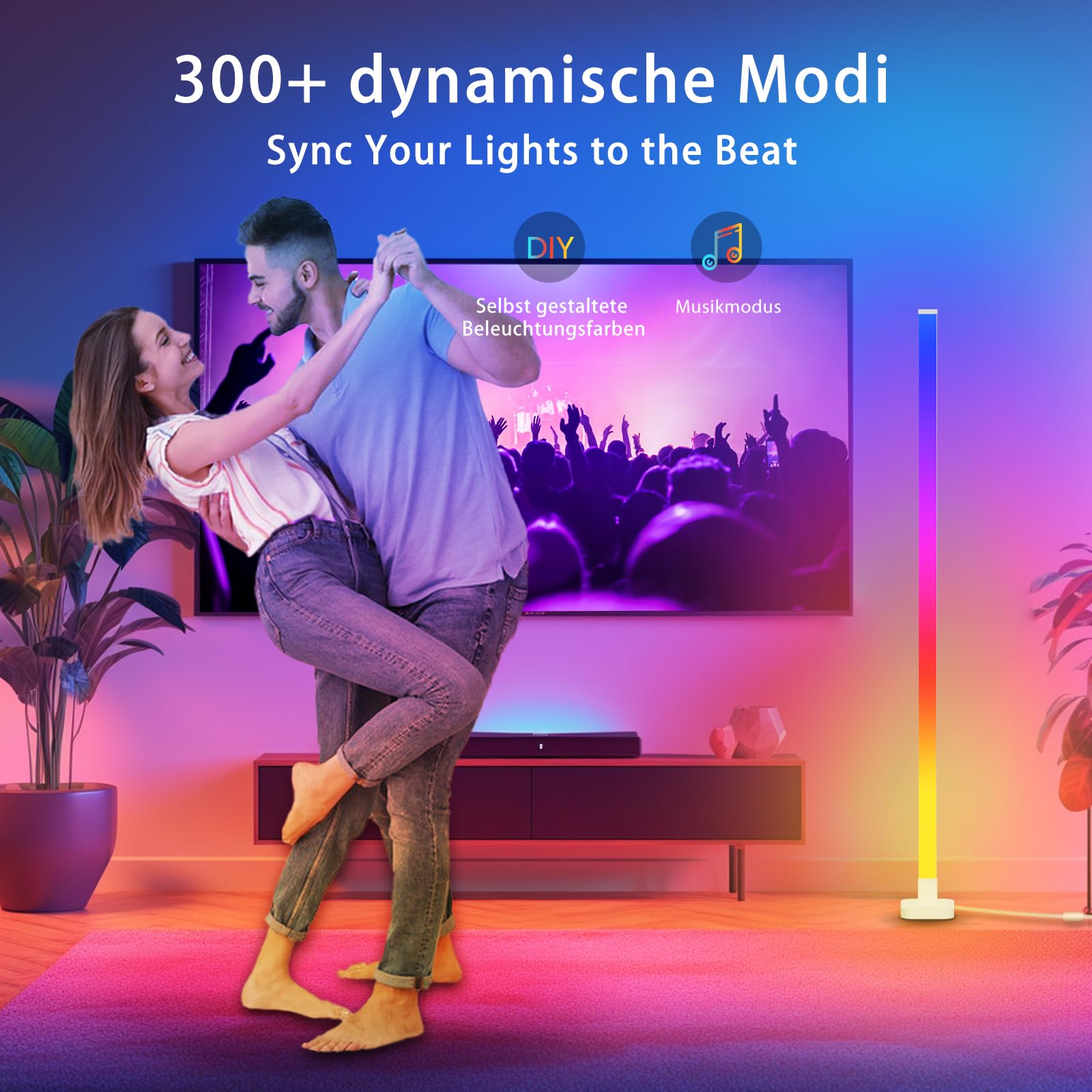 Paris Rhône LED Stehlampe DL006, intelligente RGB Eckenlampe mit App und Fernbedienung