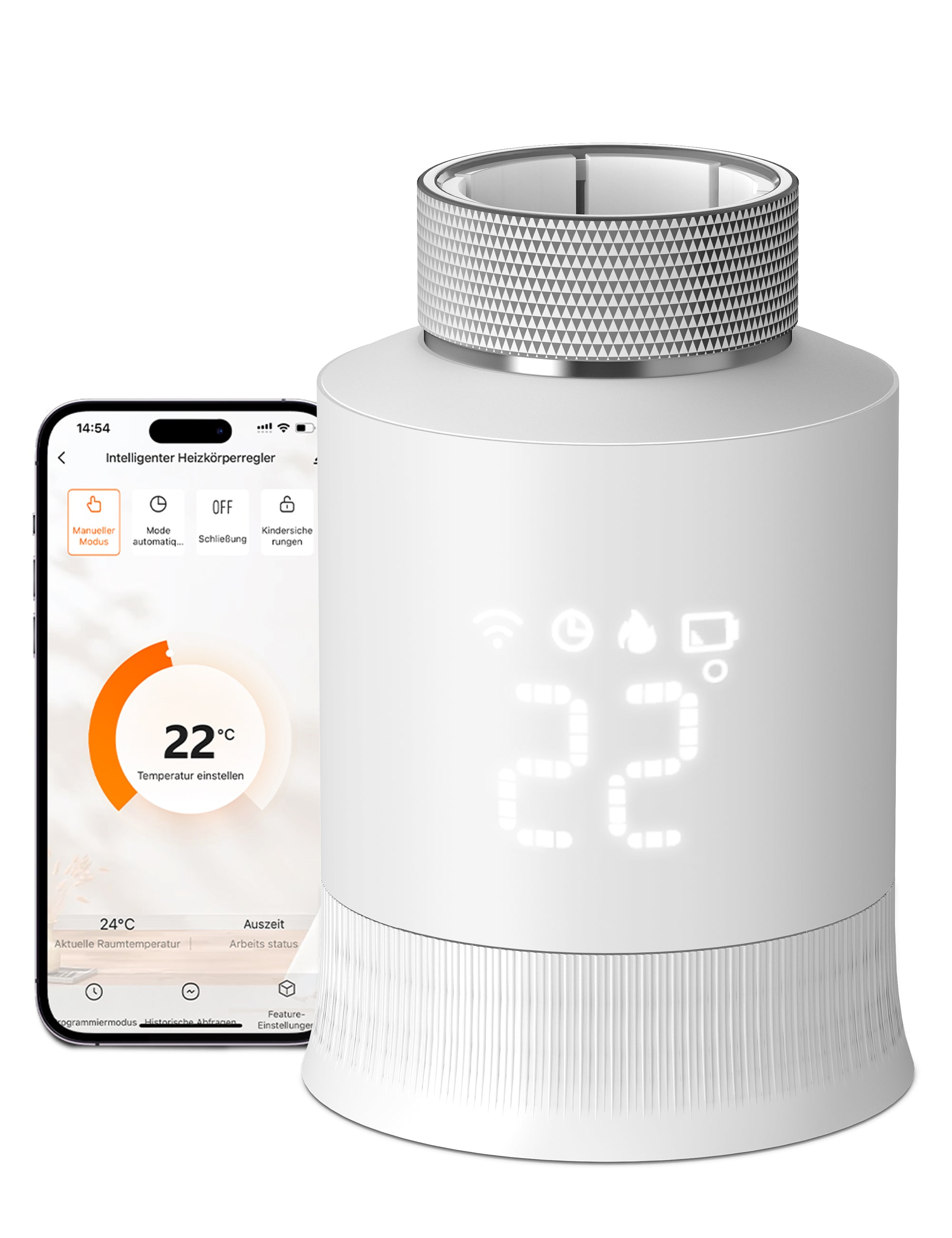 Smart Heizkörperthermostat, WLAN Thermostat Heizung per Tuya App mit Amazon Alexa und Google Assistant, LED-Display, Zigbee Programmierbar Heizungsthermostat, 6 Adapter