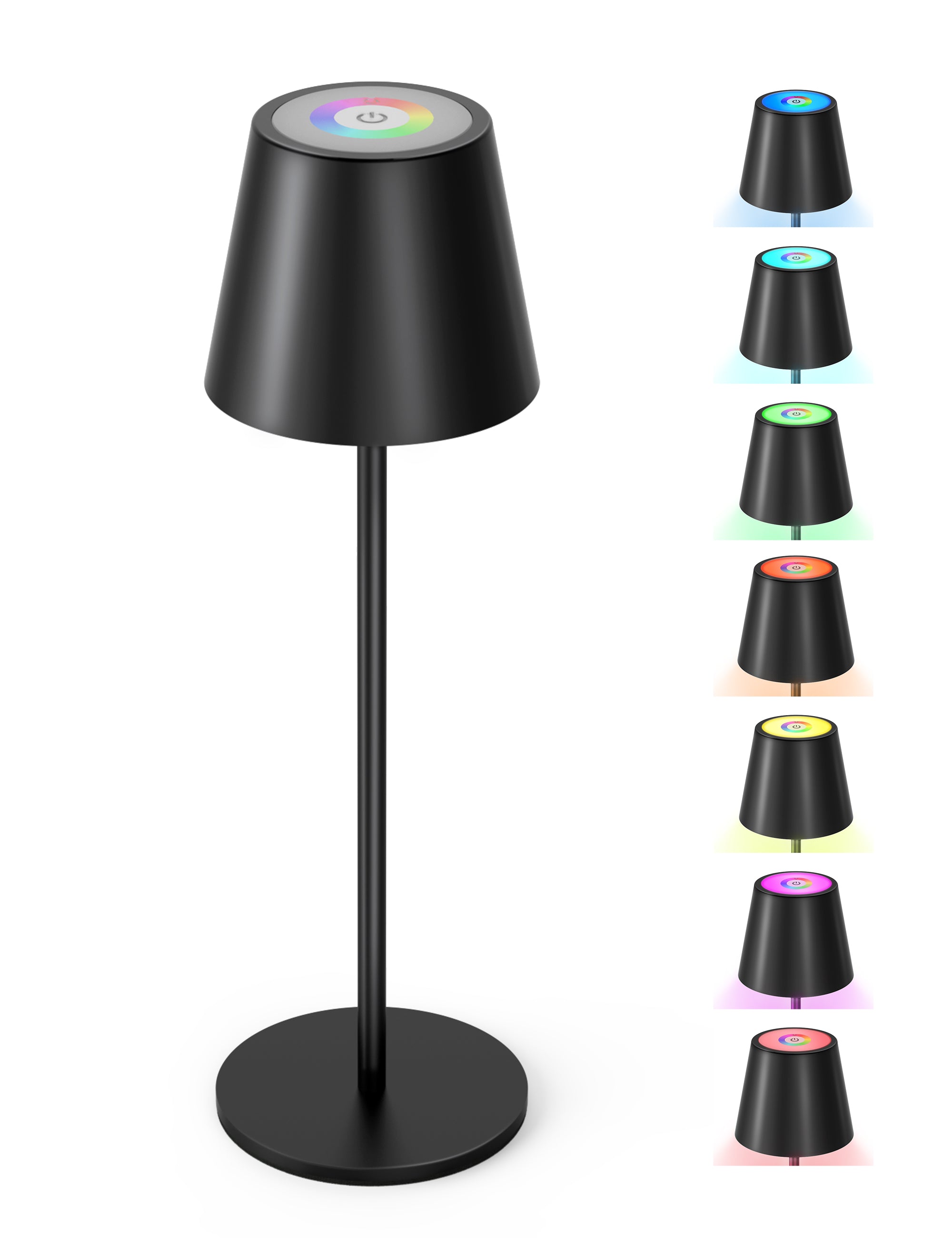 Sympa LED Tischleuchte Kabellos DL052, Nachttischlampe Dimmbare mit 7 Farben RGB-Modus