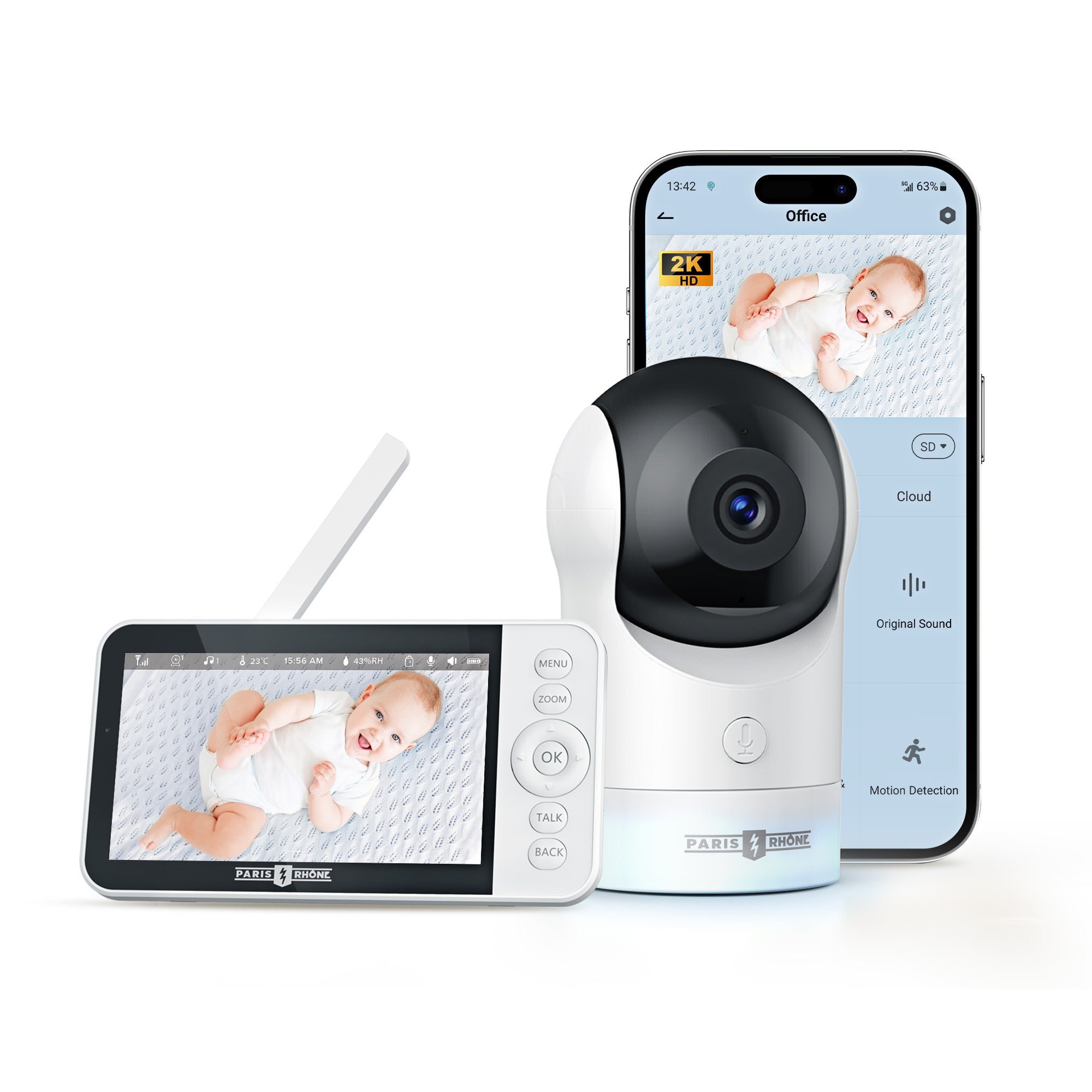 Paris Rhône 2K HD Video-Babyphone BBM002 mit intelligenter App