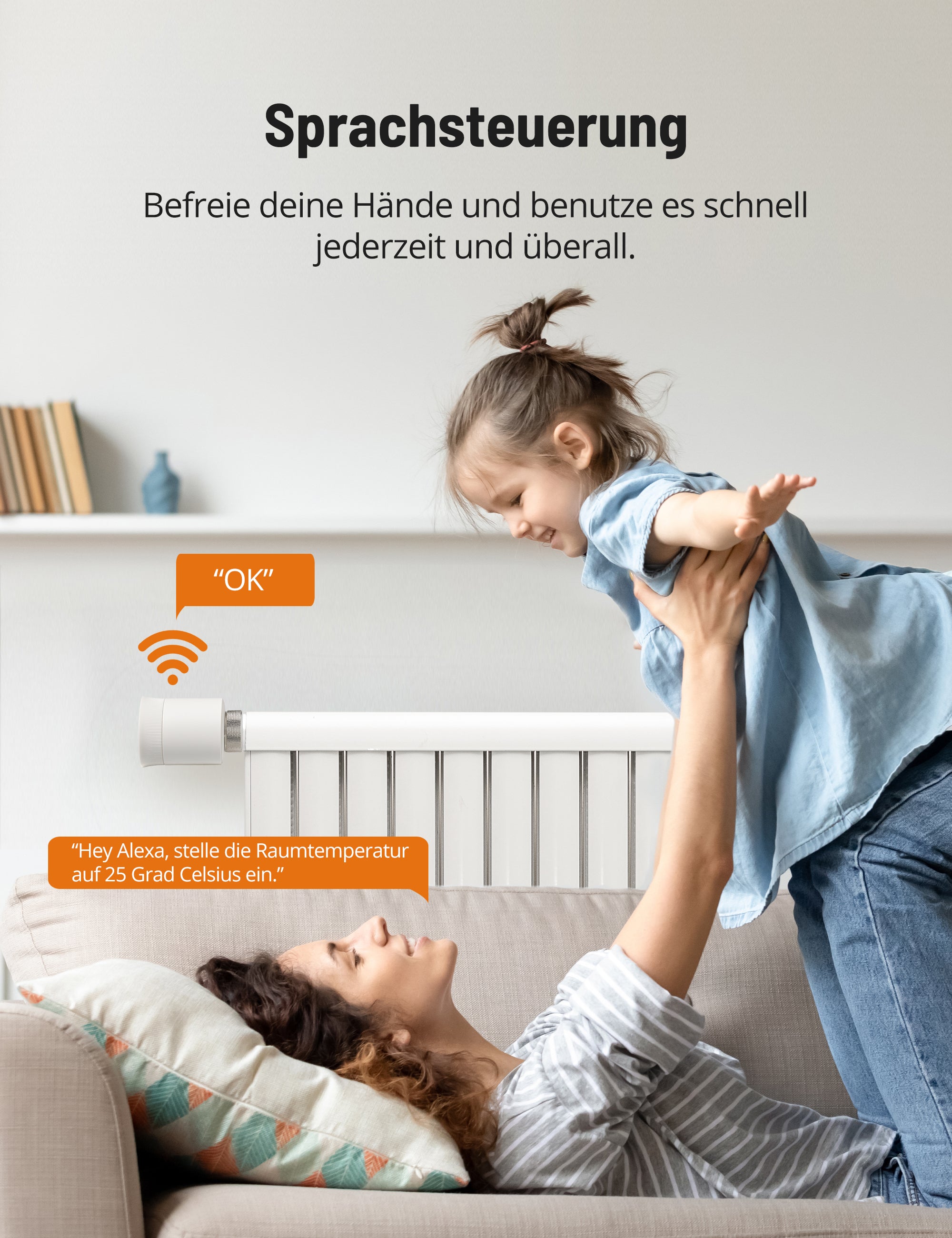 Smart Heizkörperthermostat, WLAN Thermostat Heizung per Tuya App mit Amazon Alexa und Google Assistant, LED-Display, Zigbee Programmierbar Heizungsthermostat, 6 Adapter