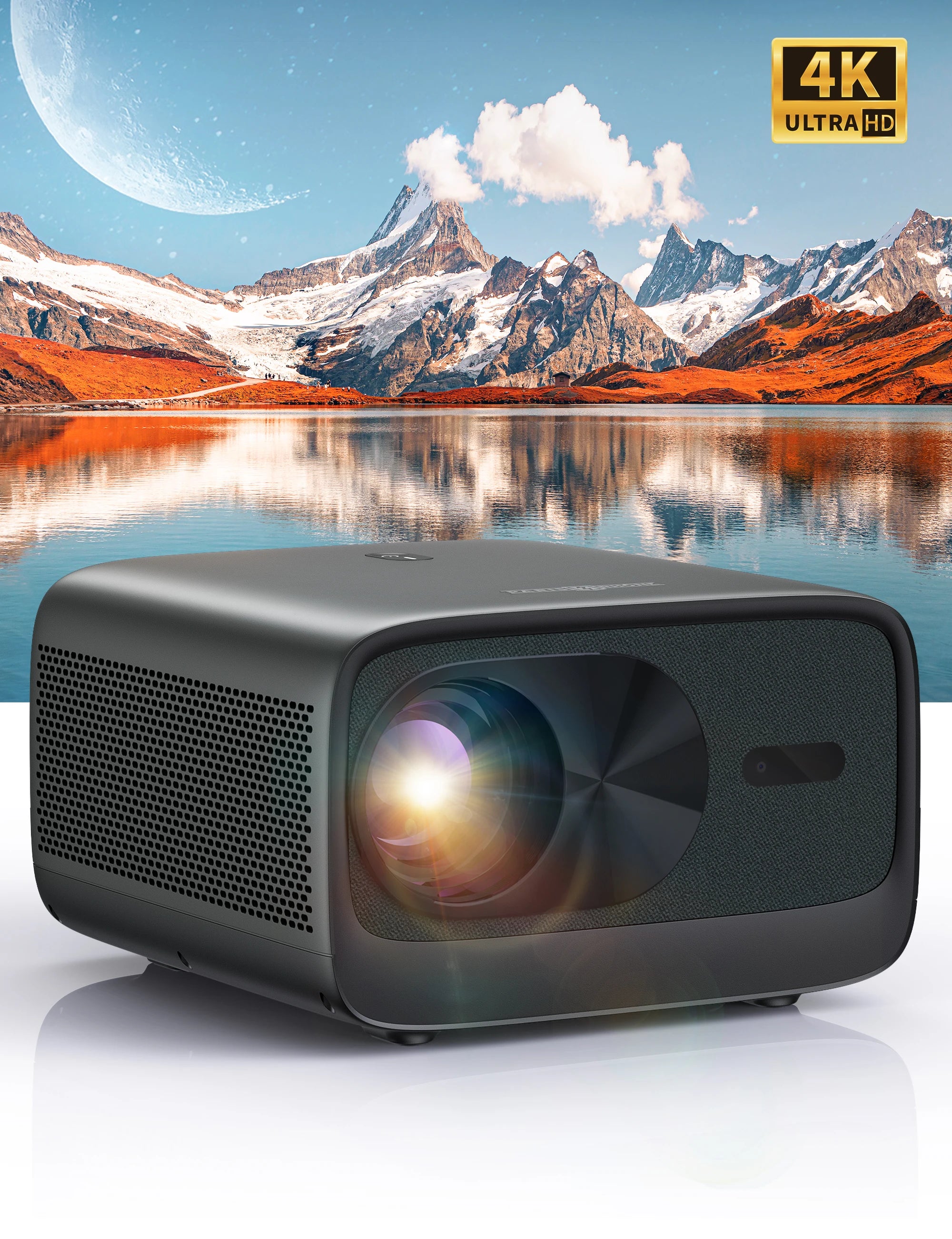 Paris Rhône SP005 True 4K Ultra HD Projector, 600 ANSI Lumens, 12w*2 3D Soundscape, Android TV 9.0 2024