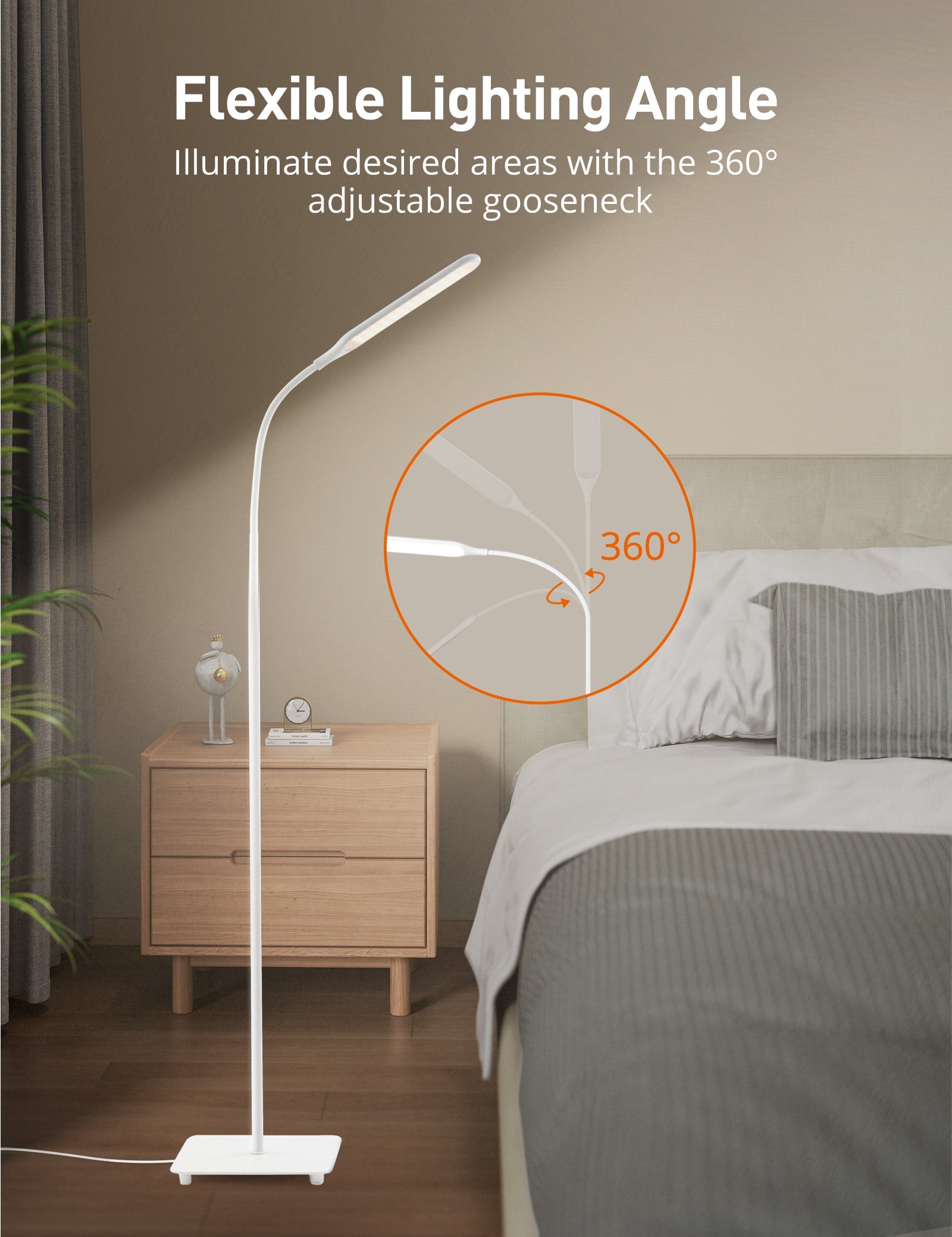 Sympa LED Stehlampe Dimmbar mit 4 Helligkeiten & 4 Farben, Leselampe mit Berührungssteuerung