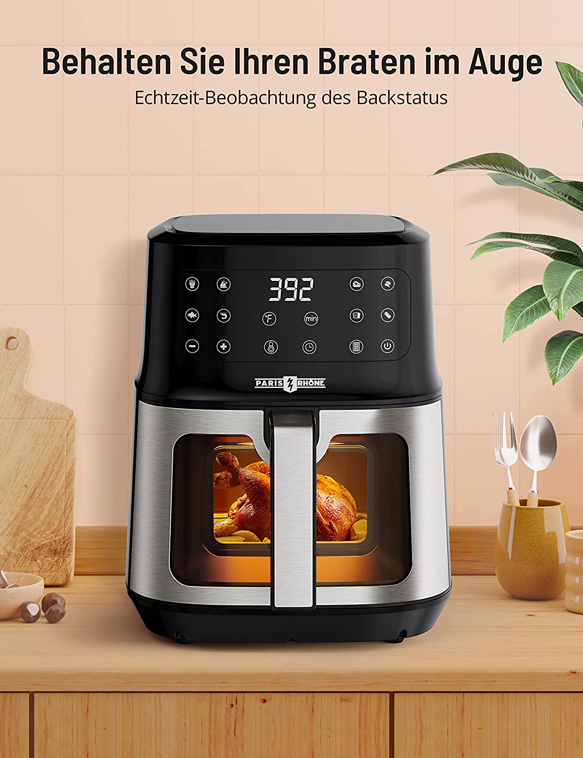 Paris Rhône AF014 5,3-Liter-Luftfritteuse, mit 8-in-1-Toaster-Ofen-Kocher