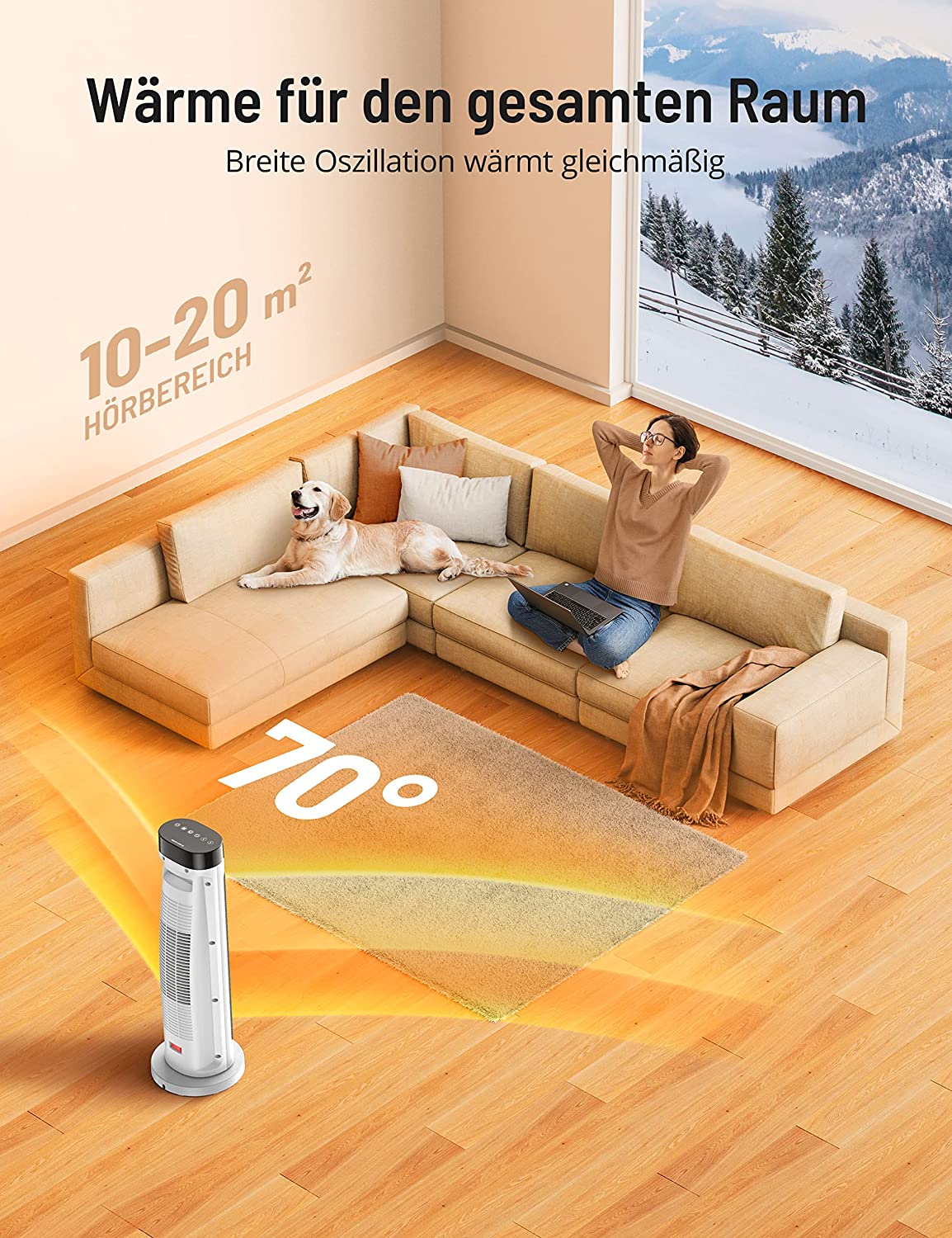 Fan Heater Energy Saving Quiet ECO Mode, 900W-2000W Ceramic Electric Heater