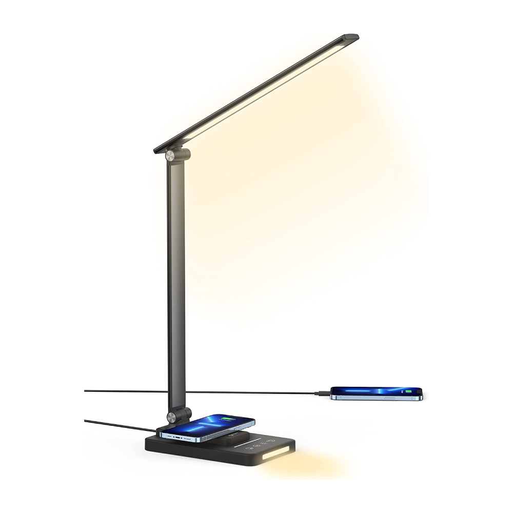 Sympa DL048 LED-Schreibtischlampe aus Metall mit kabellosem Ladegerät,
