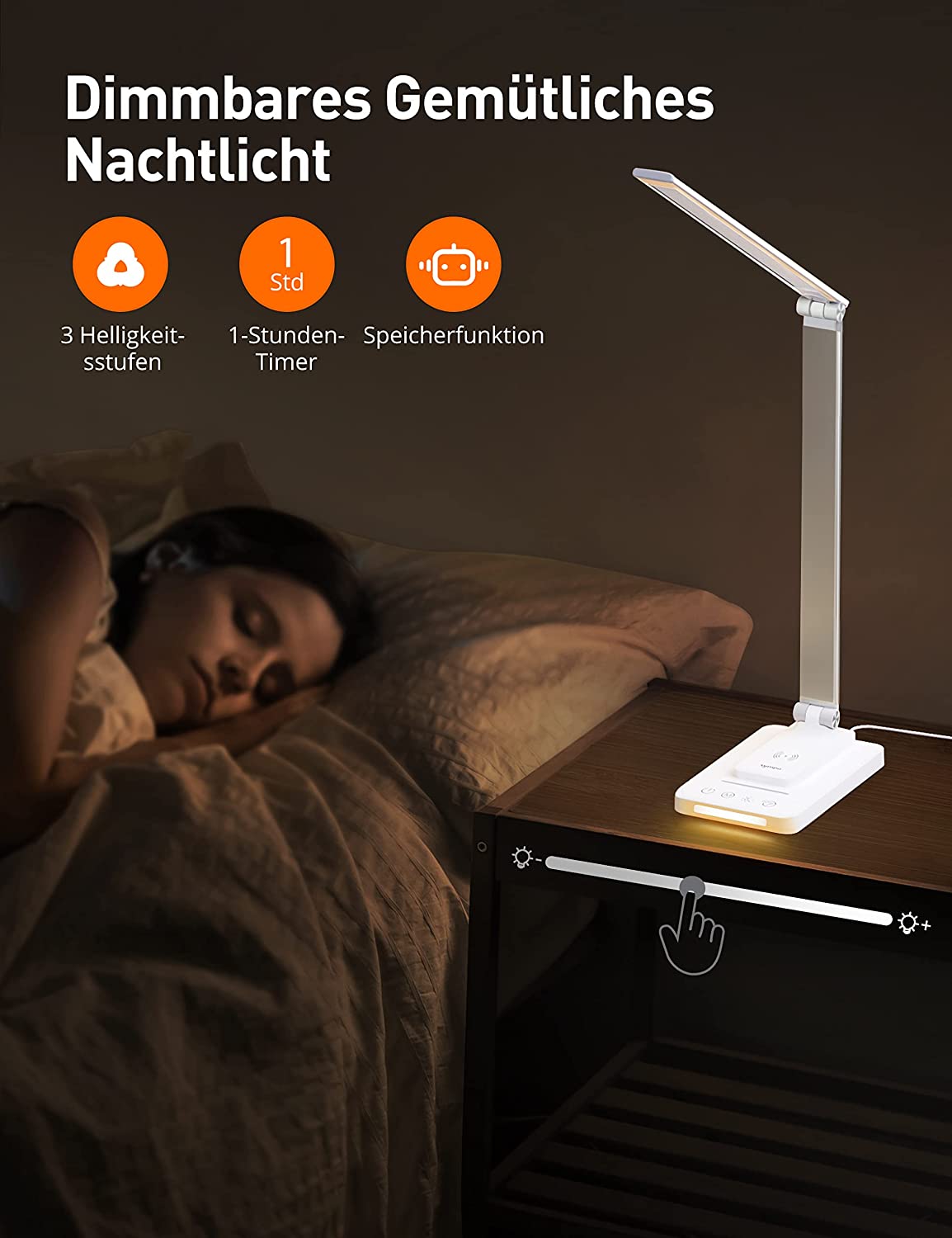 sympa desk lamp LED metal with wireless charger, 5 color modes, 5 brightness levels Table lamp 